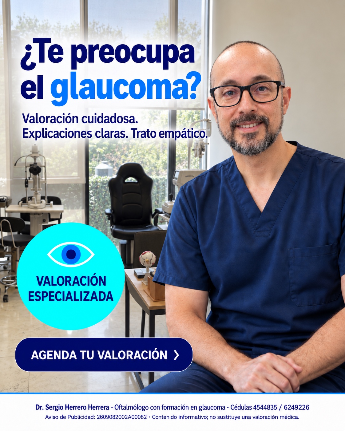 Dr. Sergio Herrero Herrera en consultorio oftalmológico